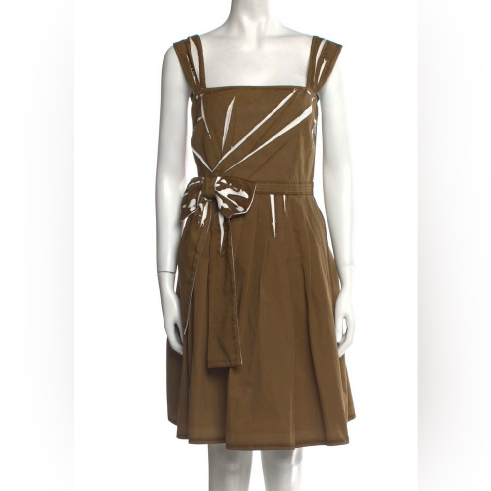 Prada brown A-line bow dress IT40